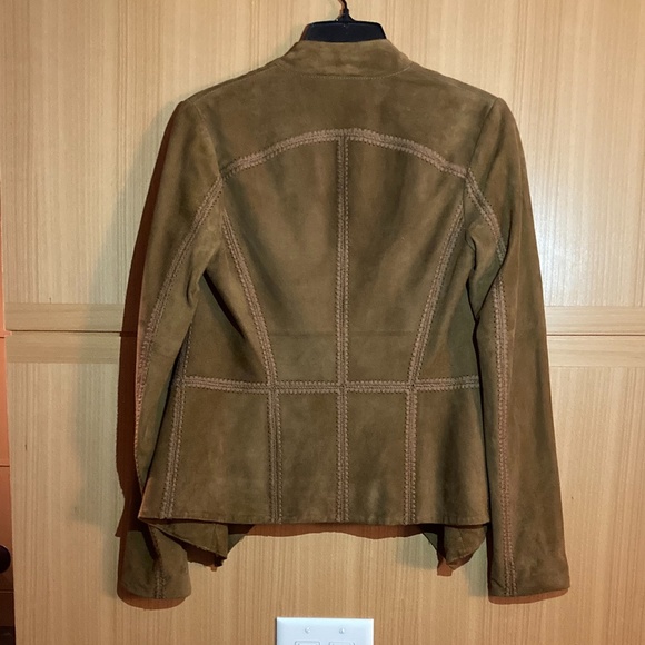 VINCE Draped Suede Jacket inTobacco - Picture 2 of 5